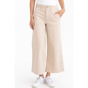 NWT Gap High Rise Wide Leg Crop Pants Utility Patch Pocket Tan Bedrock 4/27S